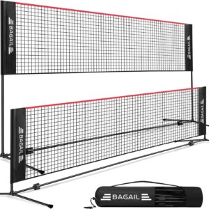 BAGAIL Badminton Net, Height Adjustable Kids Volleyball Net, Foldable Nylon Net 10 ft/14ft/17ft Wide, Tennis Net, Small Pickleball Net for Backyard Game and Indoor Outdoor Use, Easy Setup