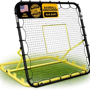 4×4.5 Ft Baseball Rebounder, Multi-Sport Trainer for Soccer and Volleyball, Adjustable Angles, Easy Storage, Durable Construction, Enhances Agility, Precision, Reflexes, Solo Practice