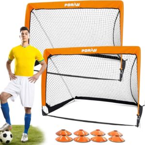 Poray Portable Soccer Goal Pop Up Soccer Net for Kids and Adults with 210D Oxford Fabric & Extra Stakes,Birthday Gift & Fun for Backyard and Soccer Training